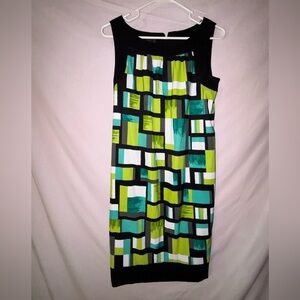 Alyx Geometric Midi Dress in Green and Black